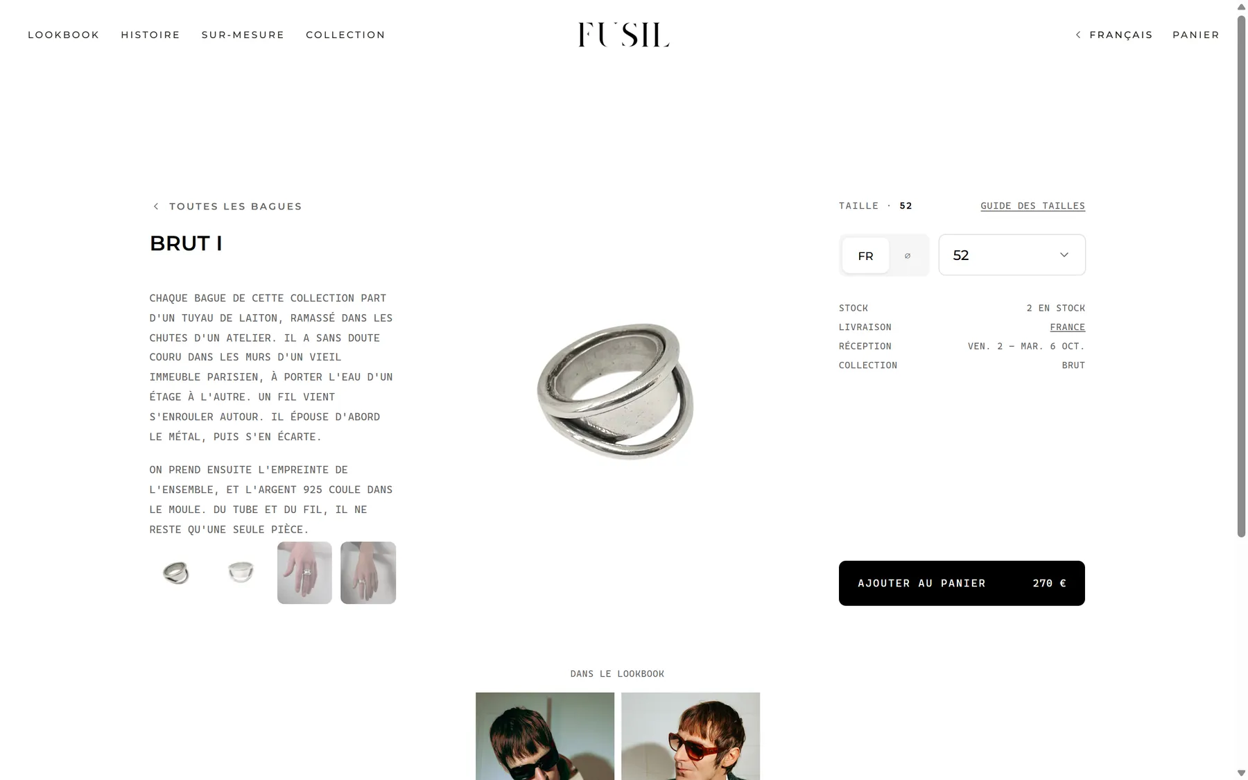Fiche produit Brut I sur fusil.paris