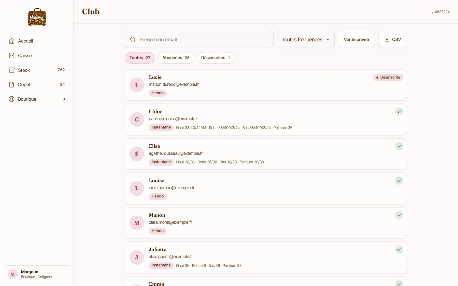Le Club dans la console Mulotte