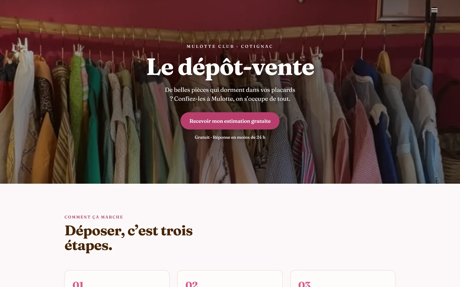 Page dépôt-vente de mulotte.club