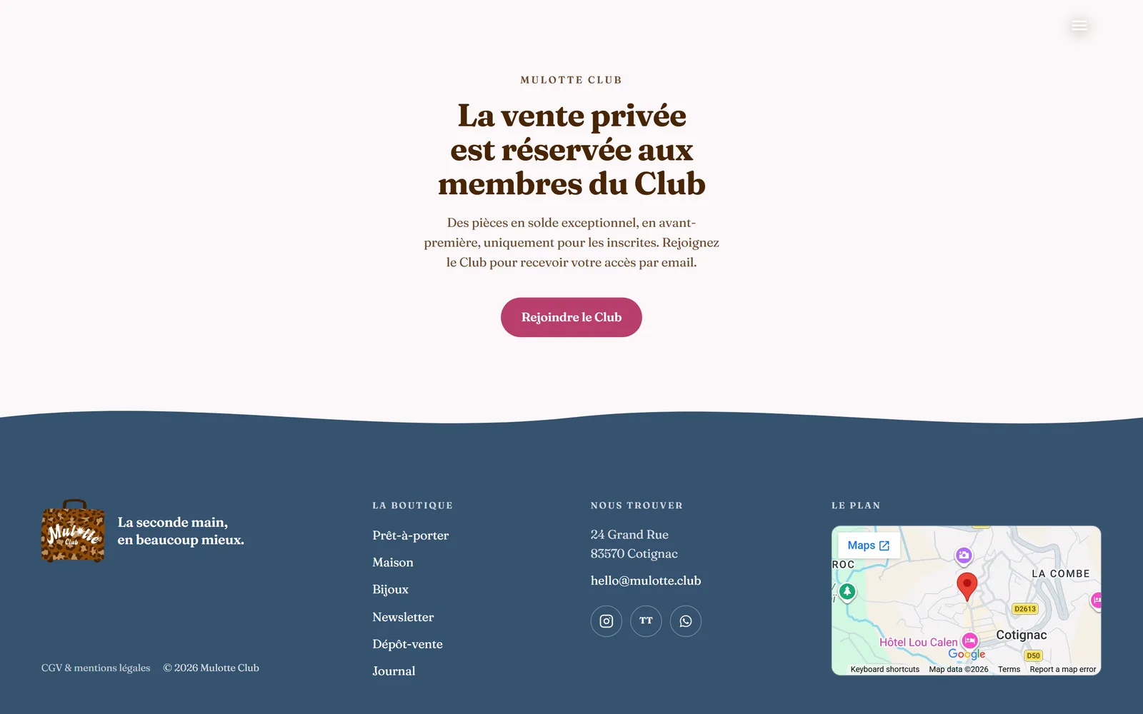 Page vente privée de mulotte.club